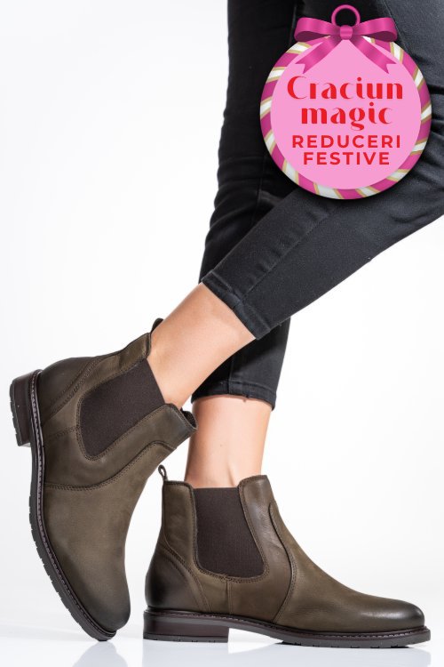 Ghete dama piele naturala nabuk maro 6s77486