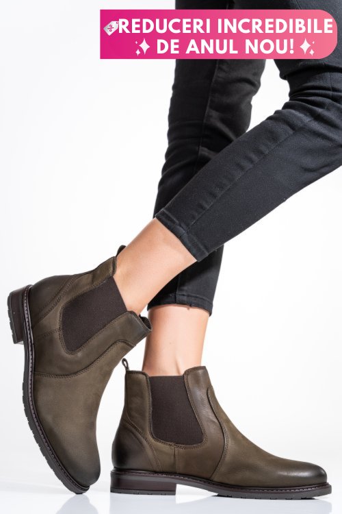 Ghete dama piele naturala nabuk maro 6s77486