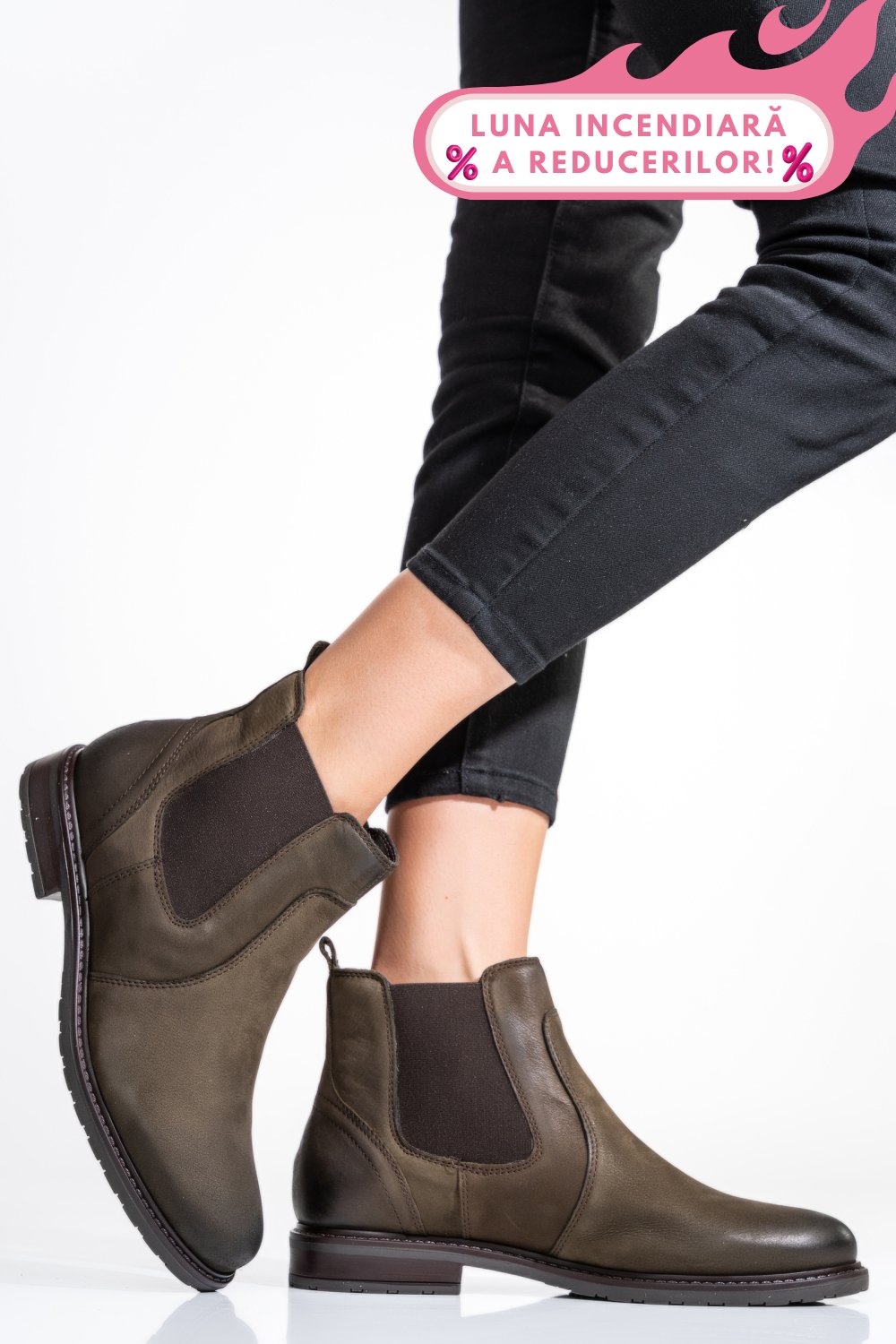 GHETE DAMA PIELE NATURALA NABUK MARO 6S77486