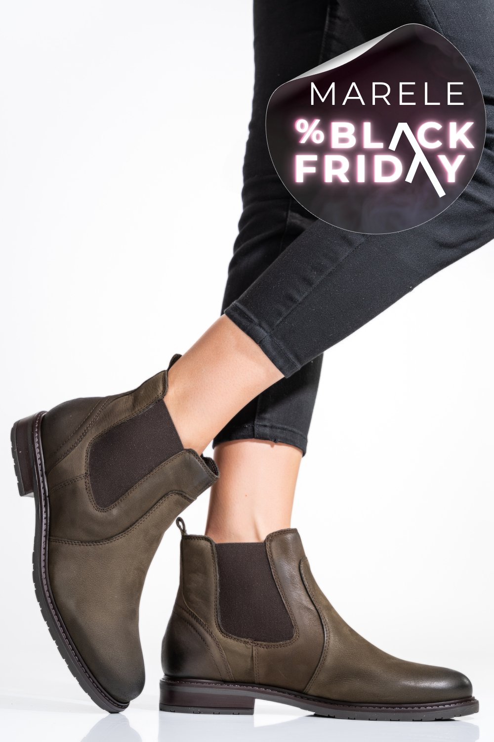 GHETE DAMA PIELE NATURALA NABUK MARO 6S77486