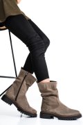 GHETE FEMEI PIELE NATURALA INTOARSA TAUPE 1S77018-8200