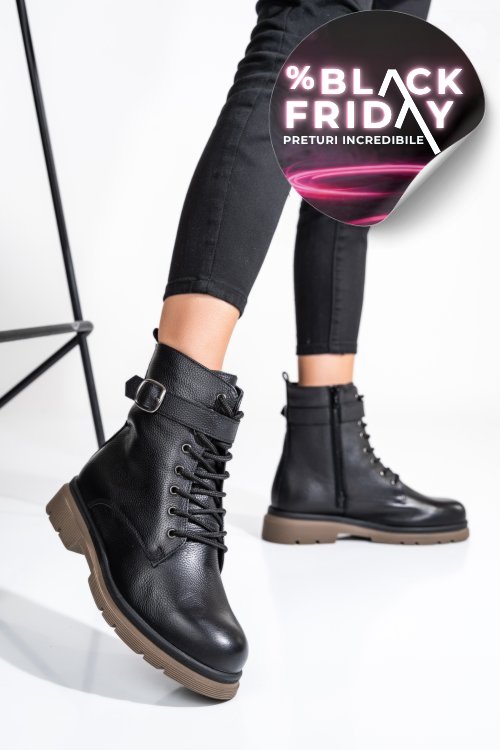 Ghete dama piele naturala negre 2s7732-034fl