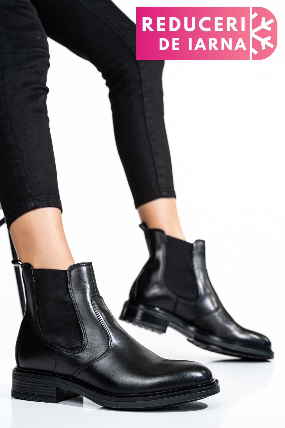 GHETE DAMA DE IARNA PIELE NATURALA NEGRE WS77H66H03