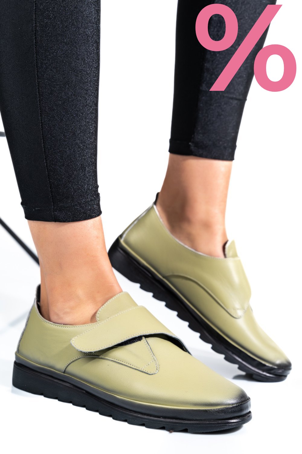 PANTOFI OLIVE PIELE NATURALA APCK700