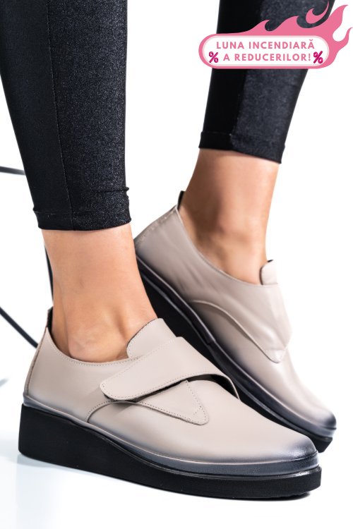 Pantofi bej piele naturala apck2265