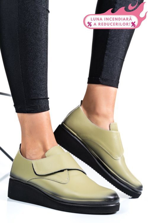 Pantofi olive piele naturala apck2265