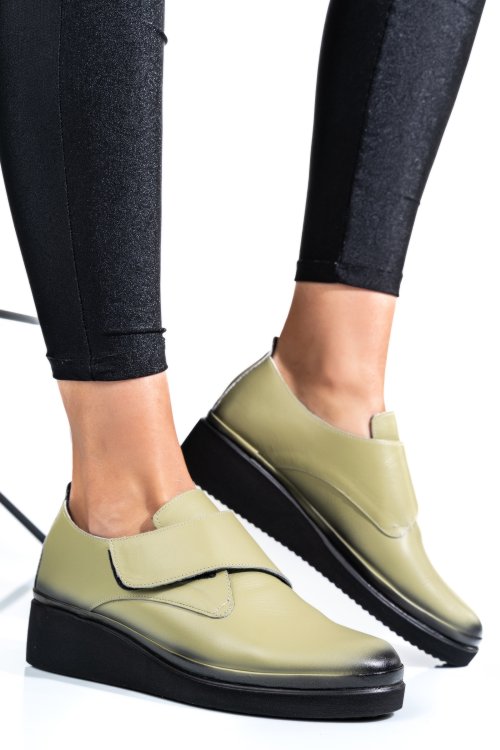 Pantofi olive piele naturala apck2265