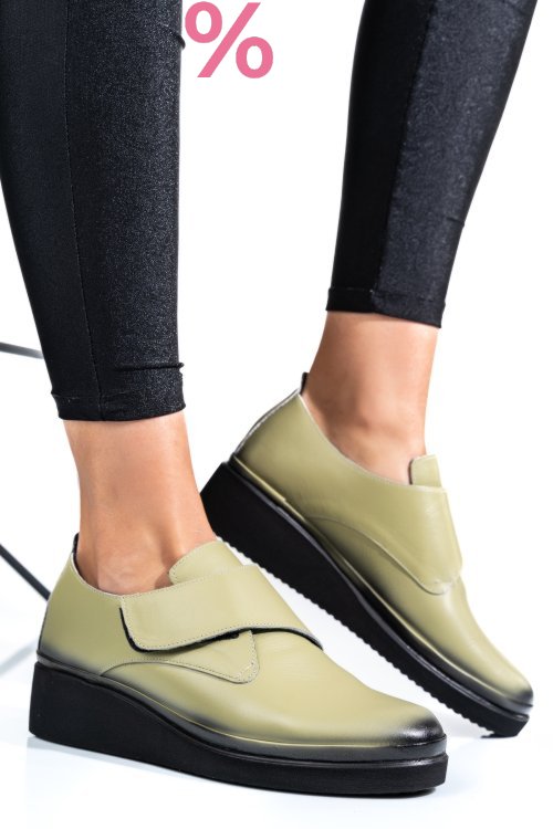 Pantofi olive piele naturala apck2265