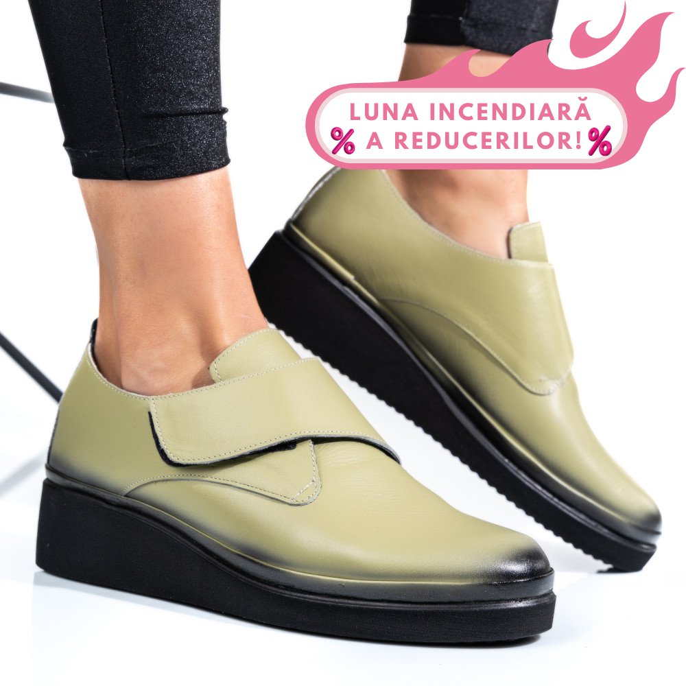 PANTOFI OLIVE PIELE NATURALA APCK2265