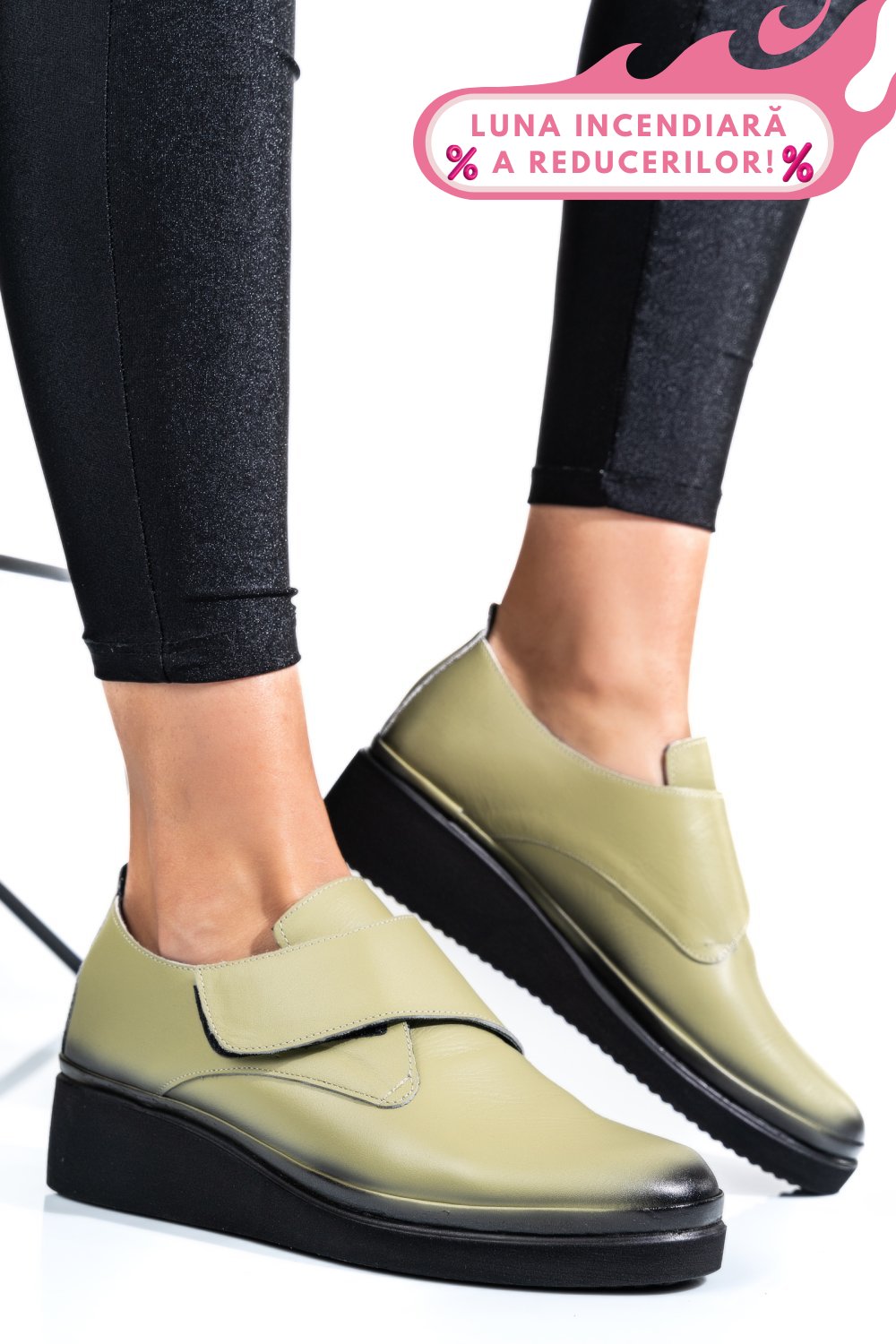 PANTOFI OLIVE PIELE NATURALA APCK2265