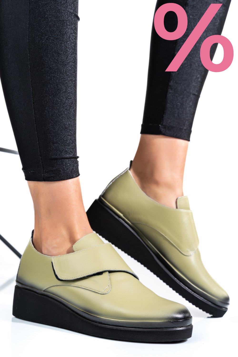 PANTOFI OLIVE PIELE NATURALA APCK2265