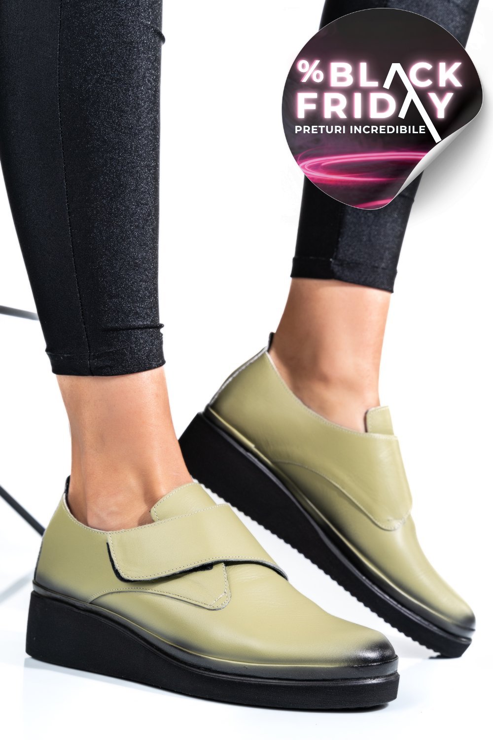 PANTOFI OLIVE PIELE NATURALA APCK2265