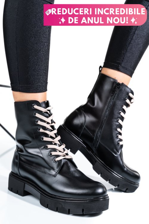 Ghete dama de iarna piele naturala negre 1s7731