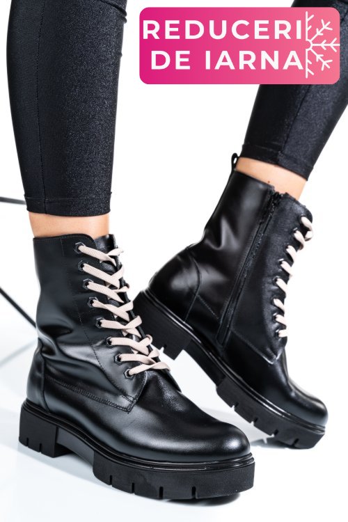 Ghete dama de iarna piele naturala negre 1s7731