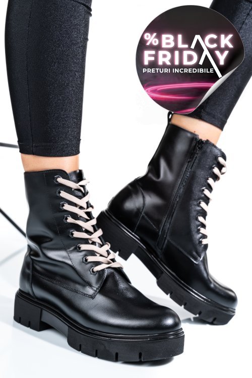 Ghete dama de iarna piele naturala negre 1s7731