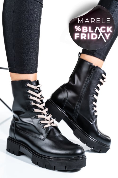 Ghete dama de iarna piele naturala negre 1s7731