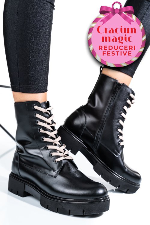 Ghete dama de iarna piele naturala negre 1s7731