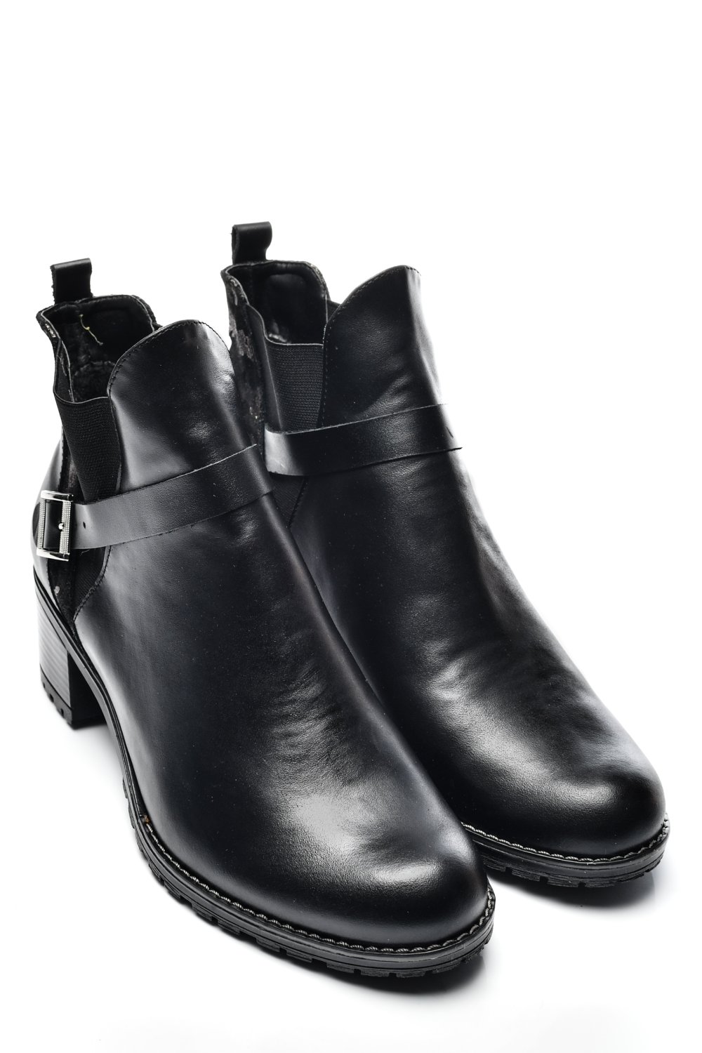 BOTINE FEMEI PIELE NATURALA NEGRU AURIU 0S7763