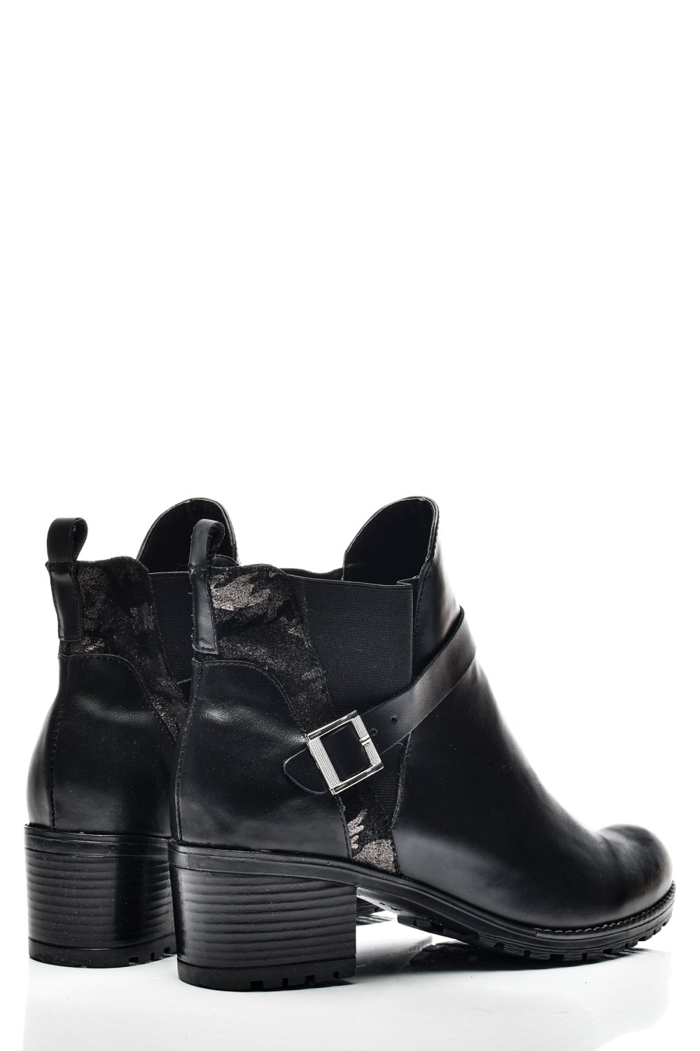 BOTINE FEMEI PIELE NATURALA NEGRU AURIU 0S7763