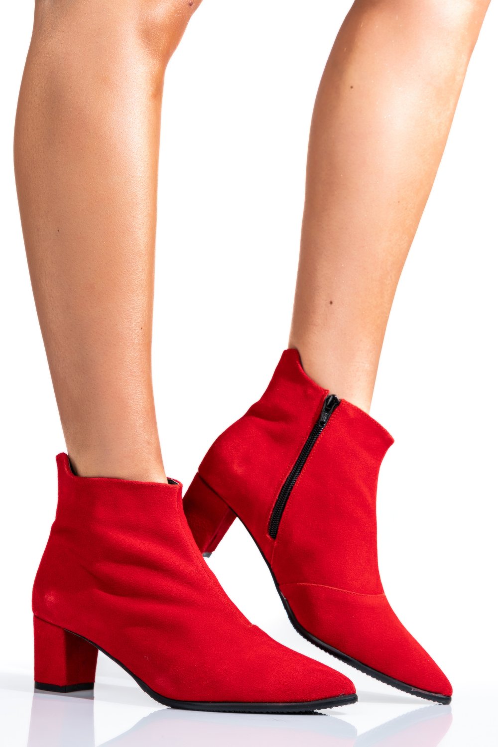 BOTINE DAMA PIELE NATURALA INTOARSA ROSII 7S7723