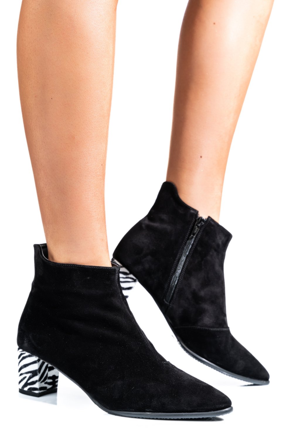 BOTINE DAMA PIELE NATURALA INTOARSA NEGRE 7S7723