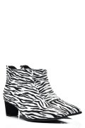 BOTINE DAMA PIELE NATURALA INTOARSA ALB NEGRU 7S7723