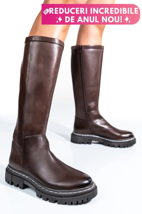 Cizme dama piele naturala maro inchis bs77b063206
