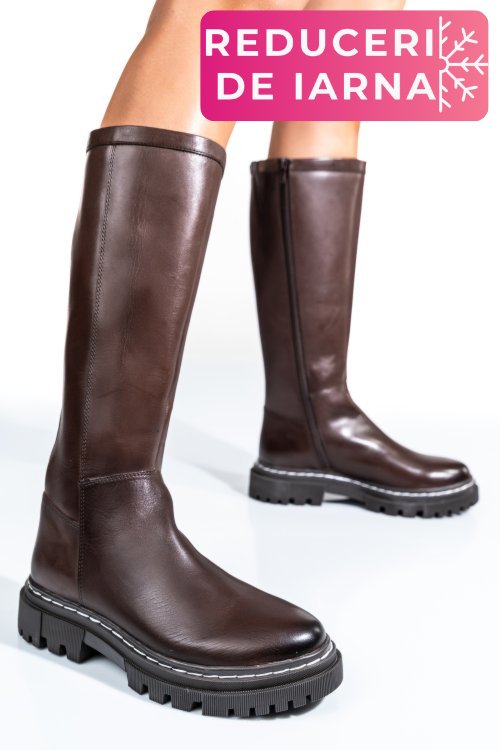 Cizme dama piele naturala maro inchis bs77b063206