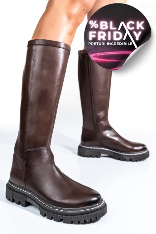 Cizme dama piele naturala maro inchis bs77b063206