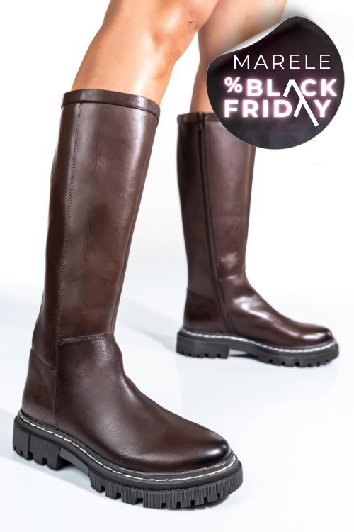 Cizme dama piele naturala maro inchis bs77b063206