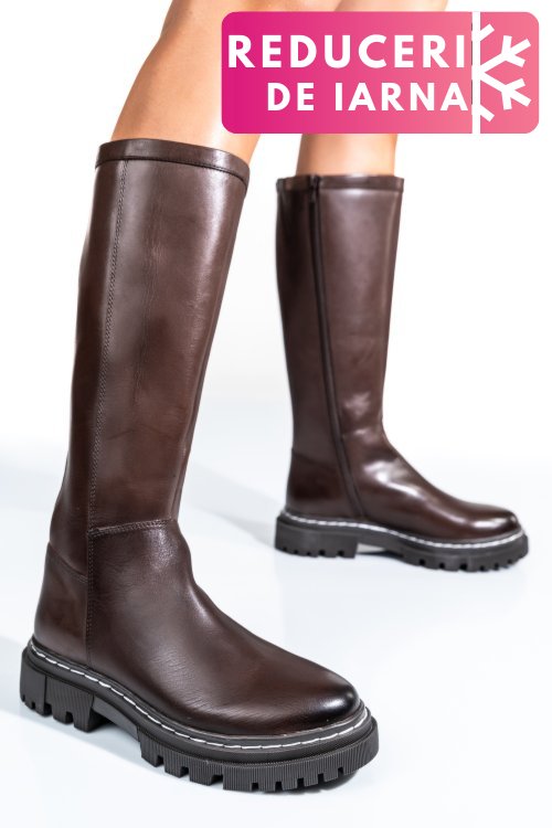 Cizme dama piele naturala maro inchis bs77b063206