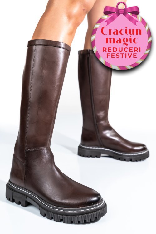 Cizme dama piele naturala maro inchis bs77b063206
