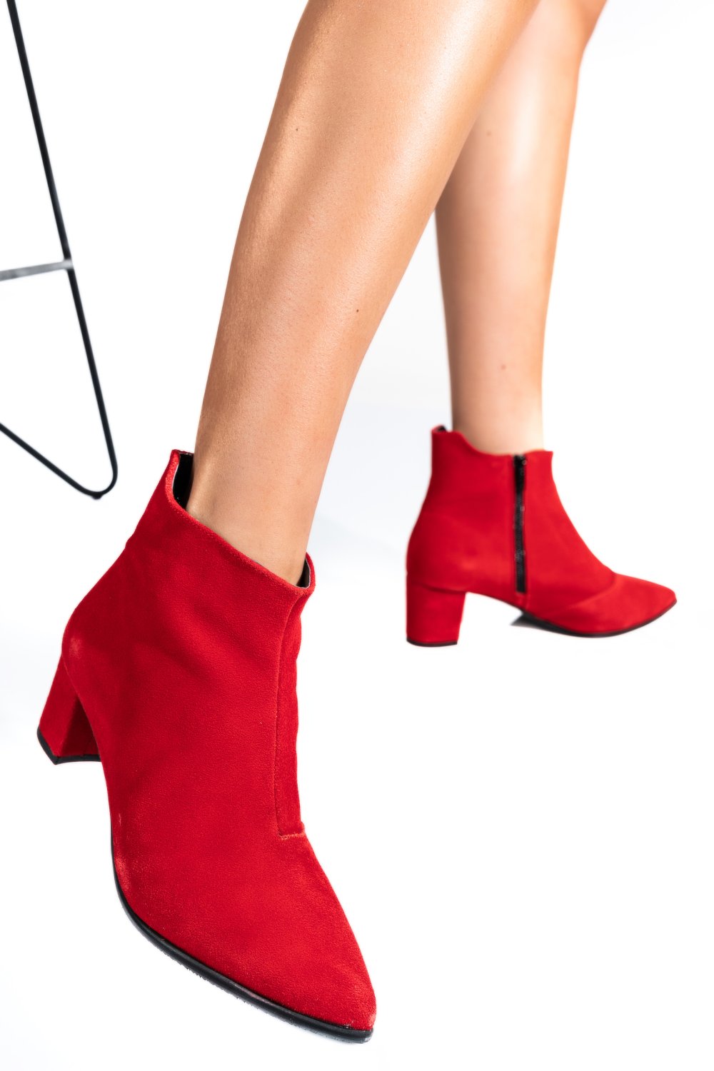 BOTINE DAMA PIELE NATURALA INTOARSA ROSII 7S7723