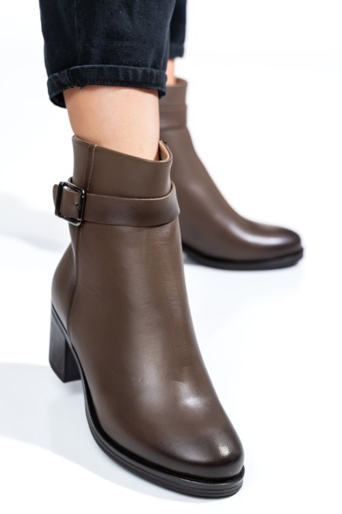 Ghete dama piele naturala maro toc mic 2s7702