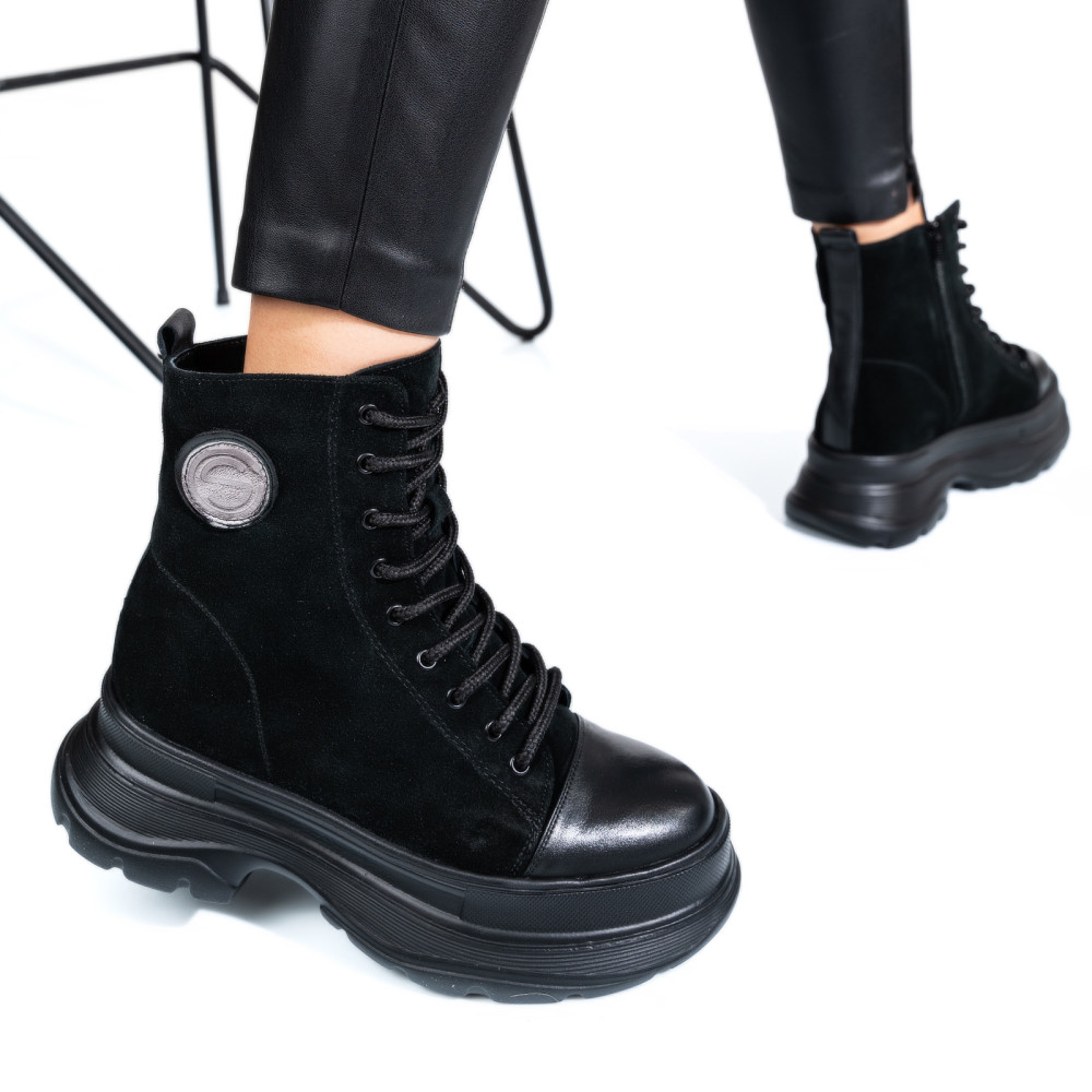GHETE NEGRE PIELE NATURALA INTOARSA 222860SP