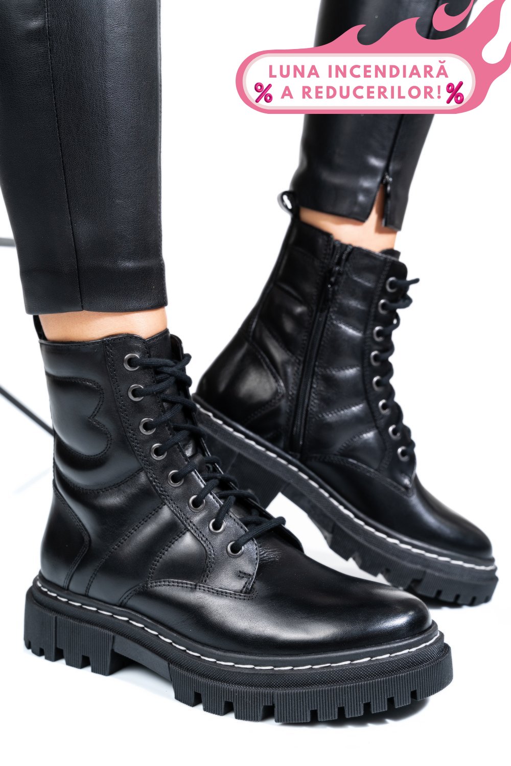 GHETE NEGRE PIELE NATURALA VS77B06-3202