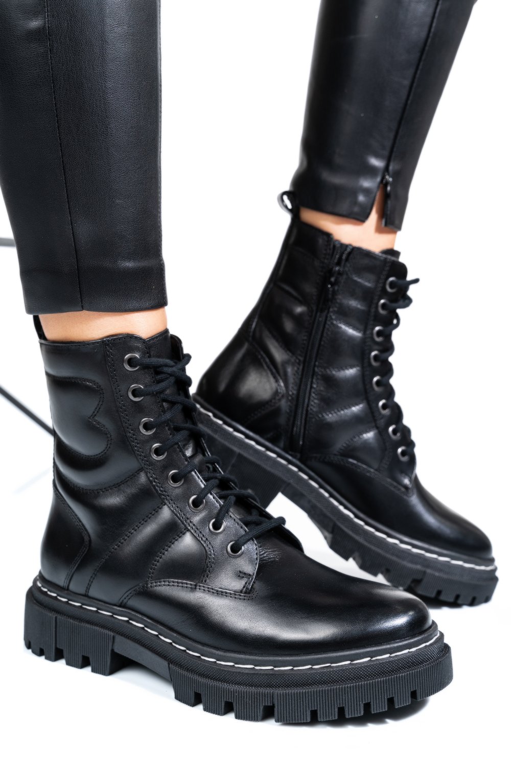 GHETE NEGRE PIELE NATURALA VS77B06-3202