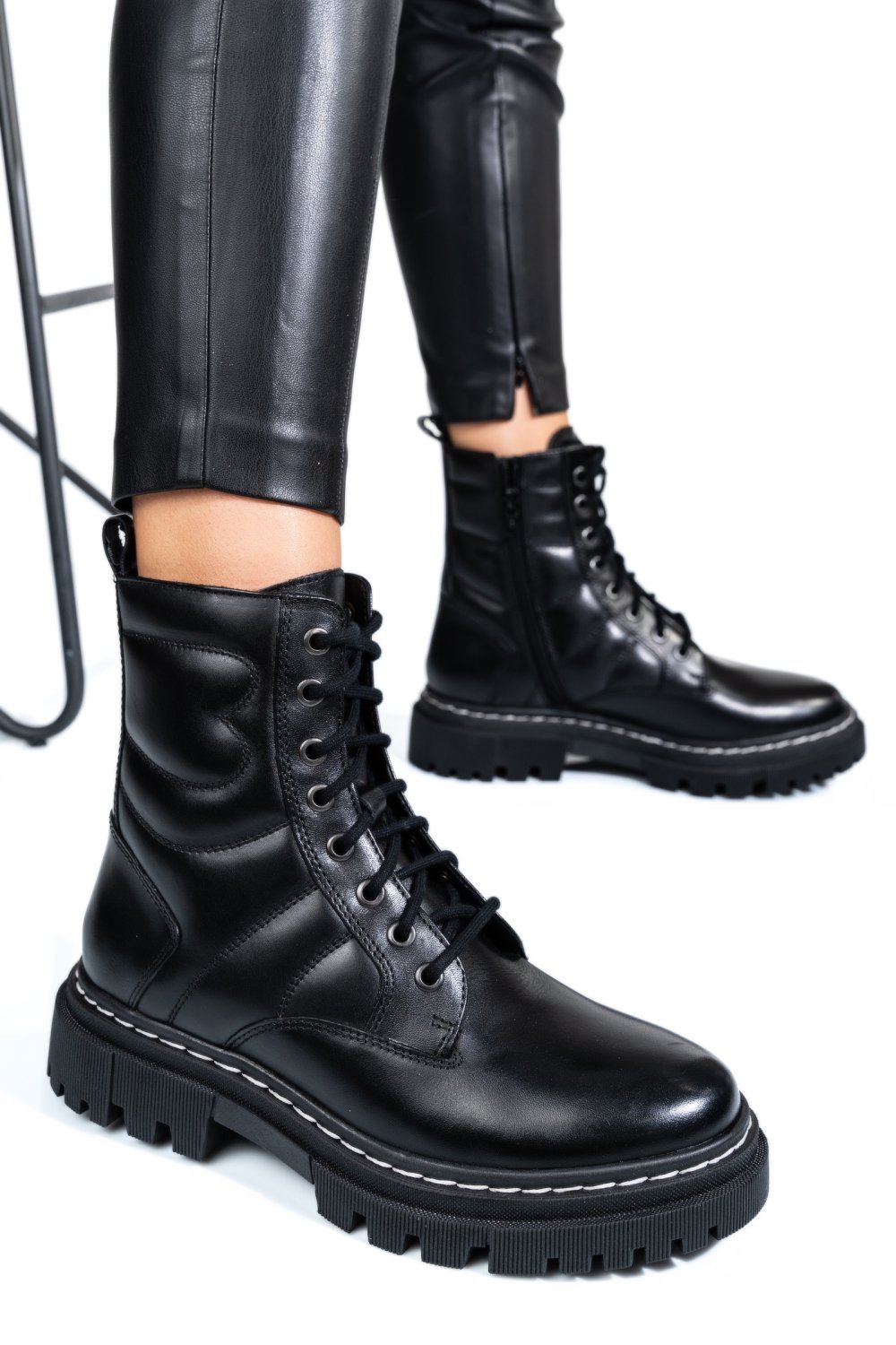 GHETE NEGRE PIELE NATURALA VS77B06-3202