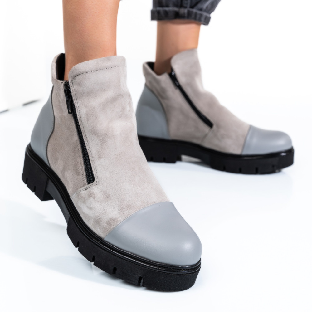 GHETE GRI PIELE NATURALA INTOARSA 0PC04