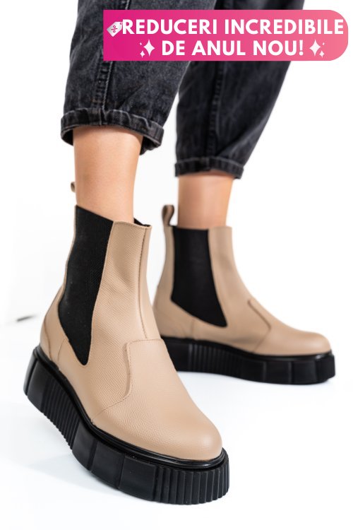 Ghete bej piele naturala 2pc01l