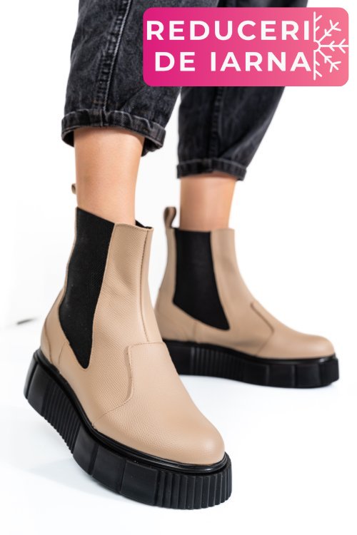 Ghete bej piele naturala 2pc01l