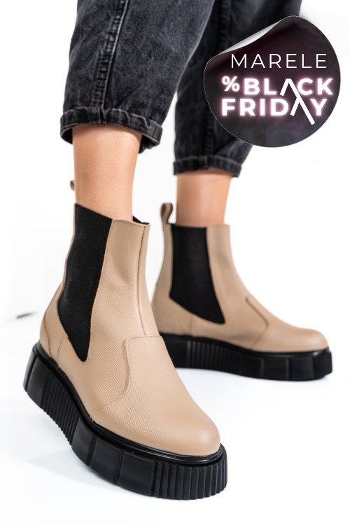 Ghete bej piele naturala 2pc01l