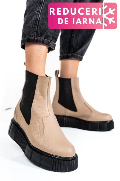 Ghete bej piele naturala 2pc01l