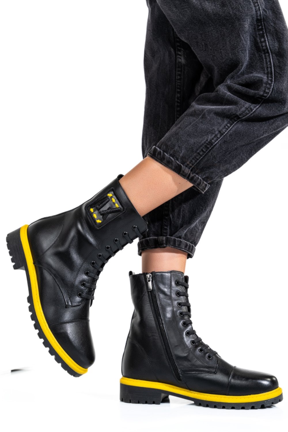 GHETE NEGRU GALBEN PIELE NATURALA 0PC903