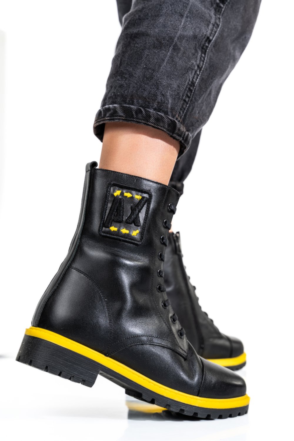 GHETE NEGRU GALBEN PIELE NATURALA 0PC903