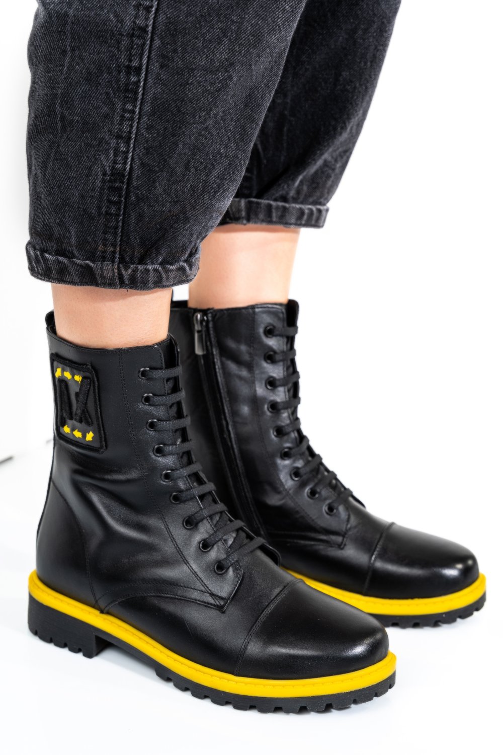 GHETE NEGRU GALBEN PIELE NATURALA 0PC903