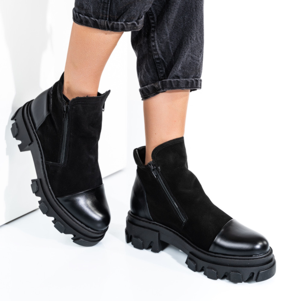 GHETE ALL BLACK PIELE NATURALA INTOARSA 0PC4B