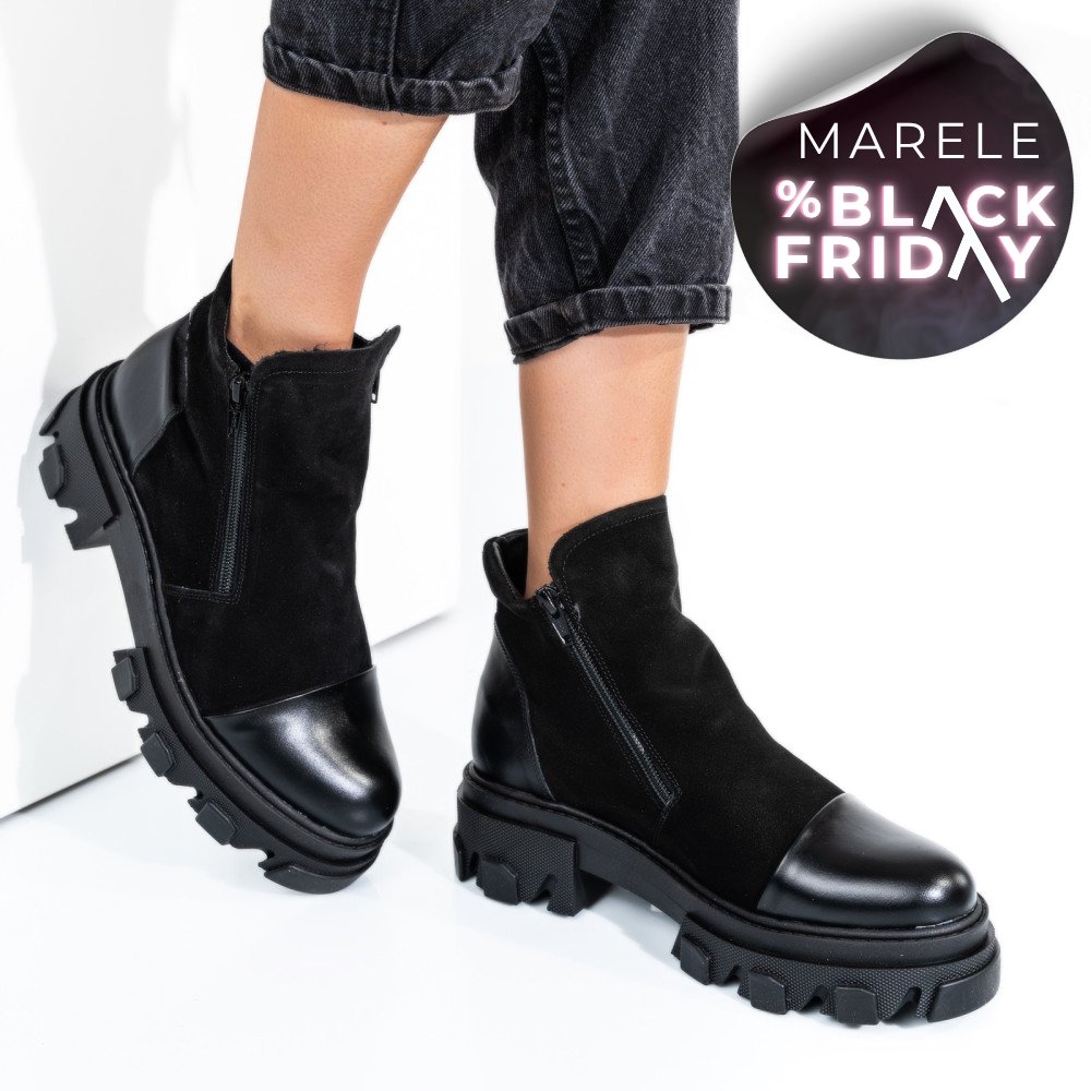 GHETE ALL BLACK PIELE NATURALA INTOARSA 0PC4B