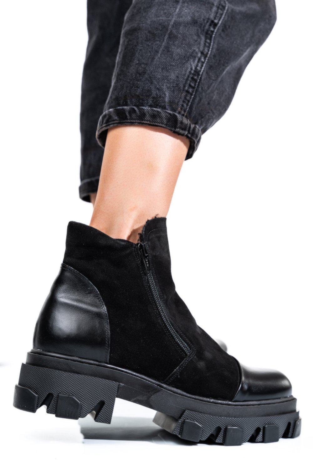 GHETE ALL BLACK PIELE NATURALA INTOARSA 0PC4B