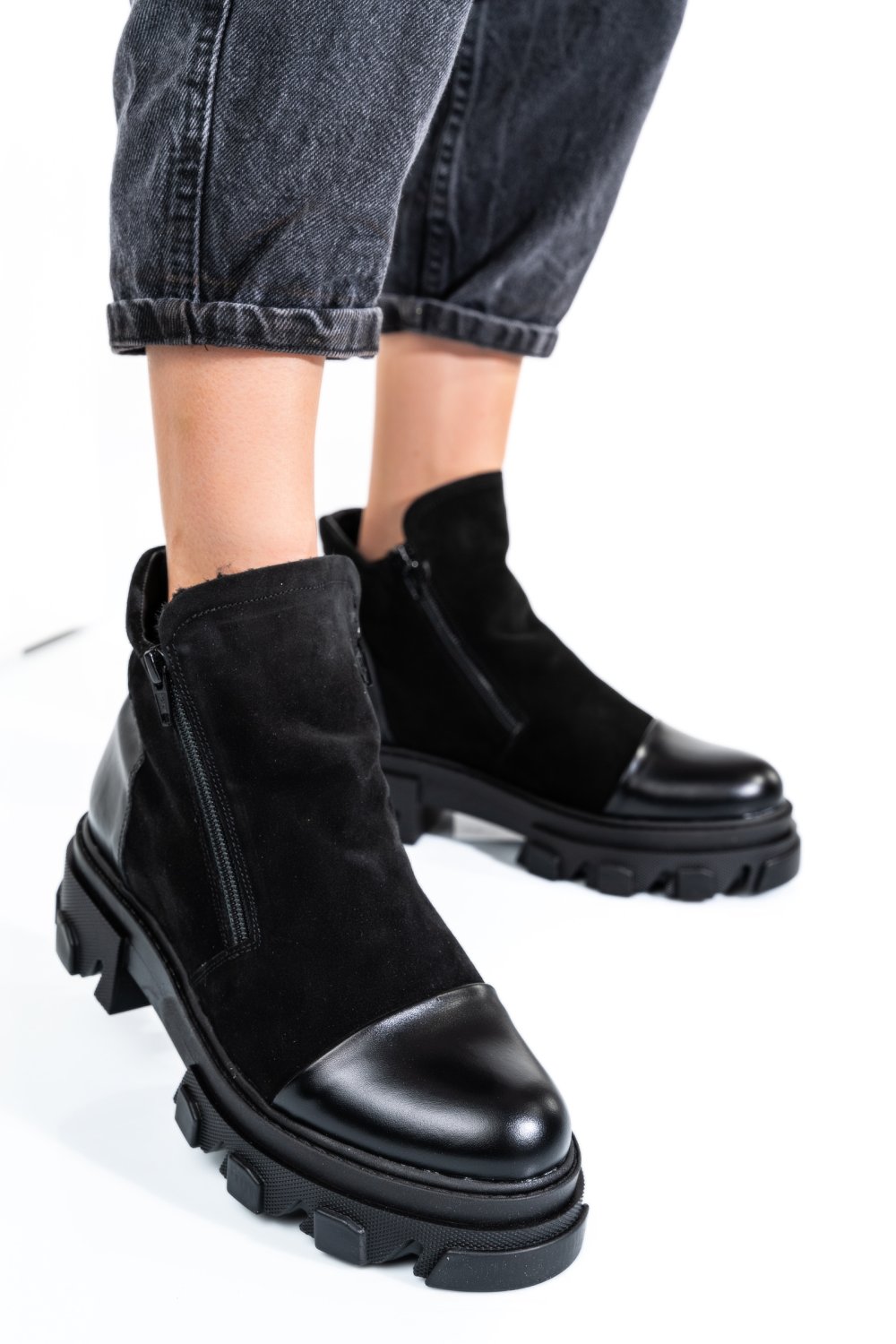 GHETE ALL BLACK PIELE NATURALA INTOARSA 0PC4B